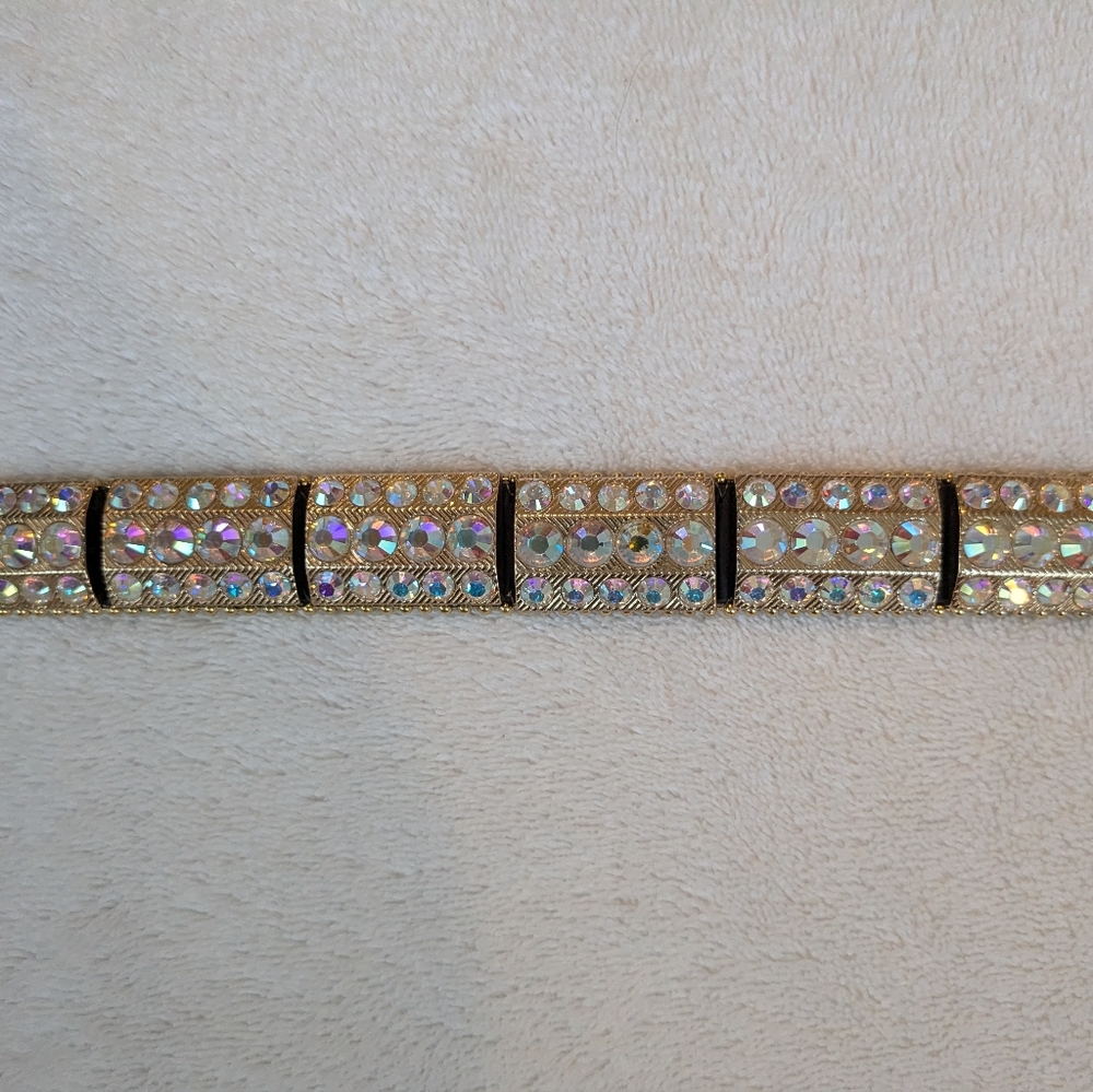 Christine Alexander Belt Western Black Leather Embellished Rhinestone Crystal M - Picture 5 of 9